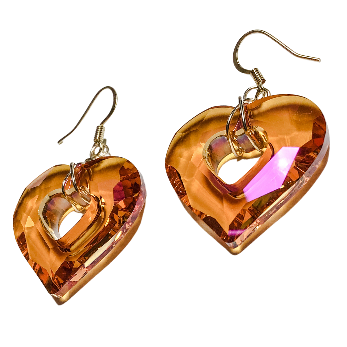 ピアス Crystal-Heart Tassel Earrings Gold Tone Pink Crystal Heart Tassel Earrings #921 | eBay