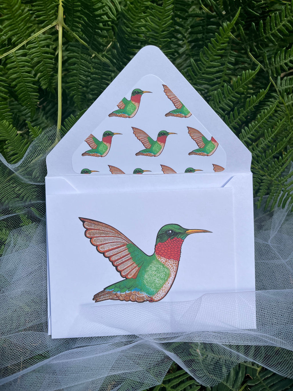 Ruby Throated Hummingbird Greeting Cards (4)