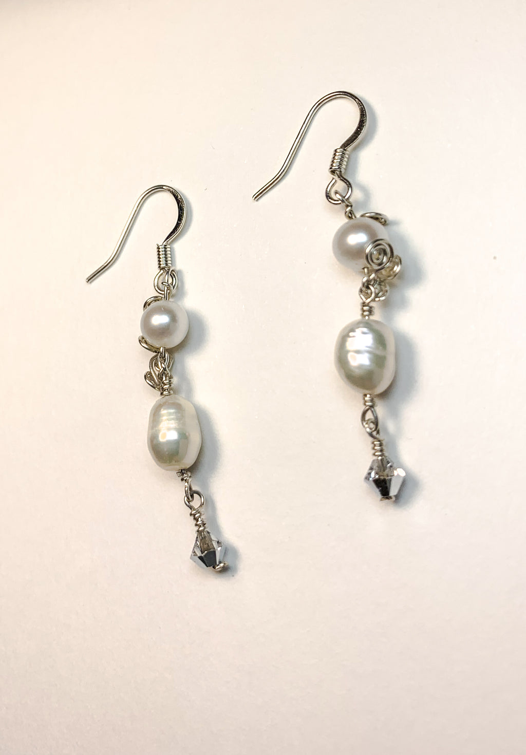 Cultured Freshwater Pearl Earrings with Silver wire wrapping