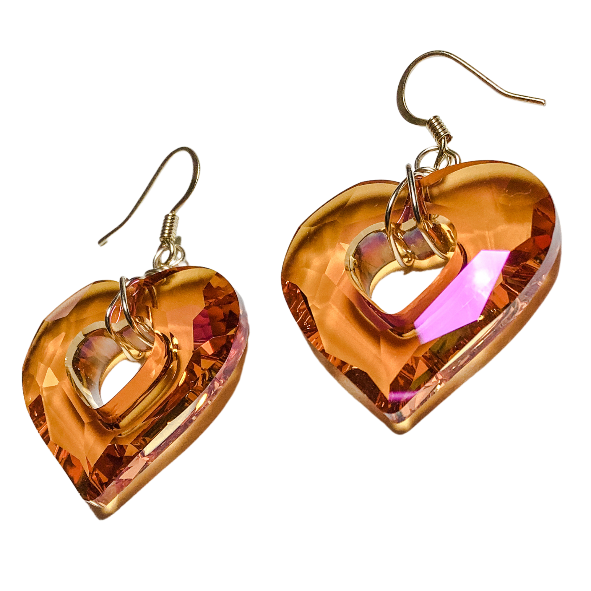Crystal Passions Miss U Astral Pink heart earrings