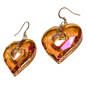 Crystal Passions Miss U Astral Pink heart earrings