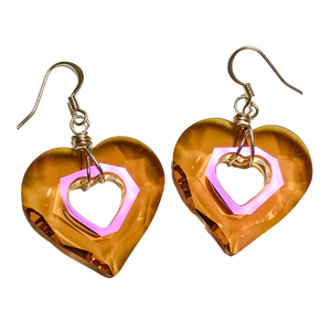 Crystal Passions Miss U Astral Pink heart earrings