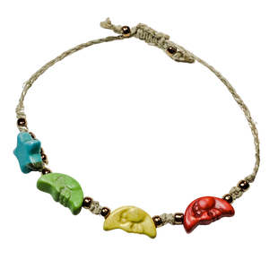 Star and moons charms hemp bracelet