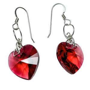 Scarlet 18mm Swarovski crystal heart earrings
