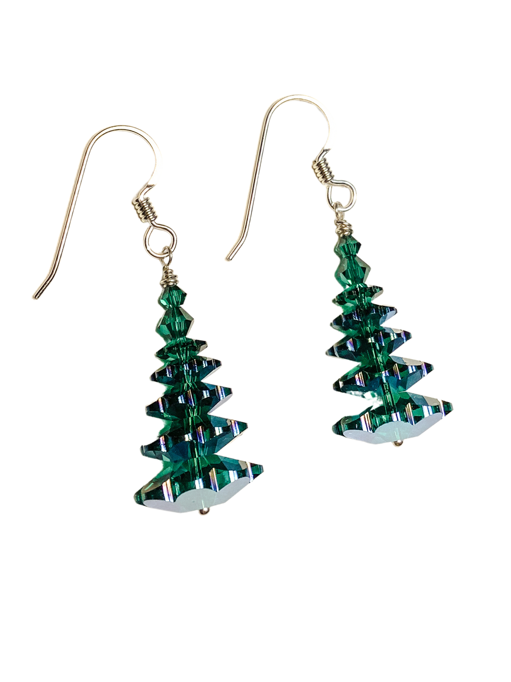 Crystal Passions, Swarovski and Czech Crystal Tree Earrings Green