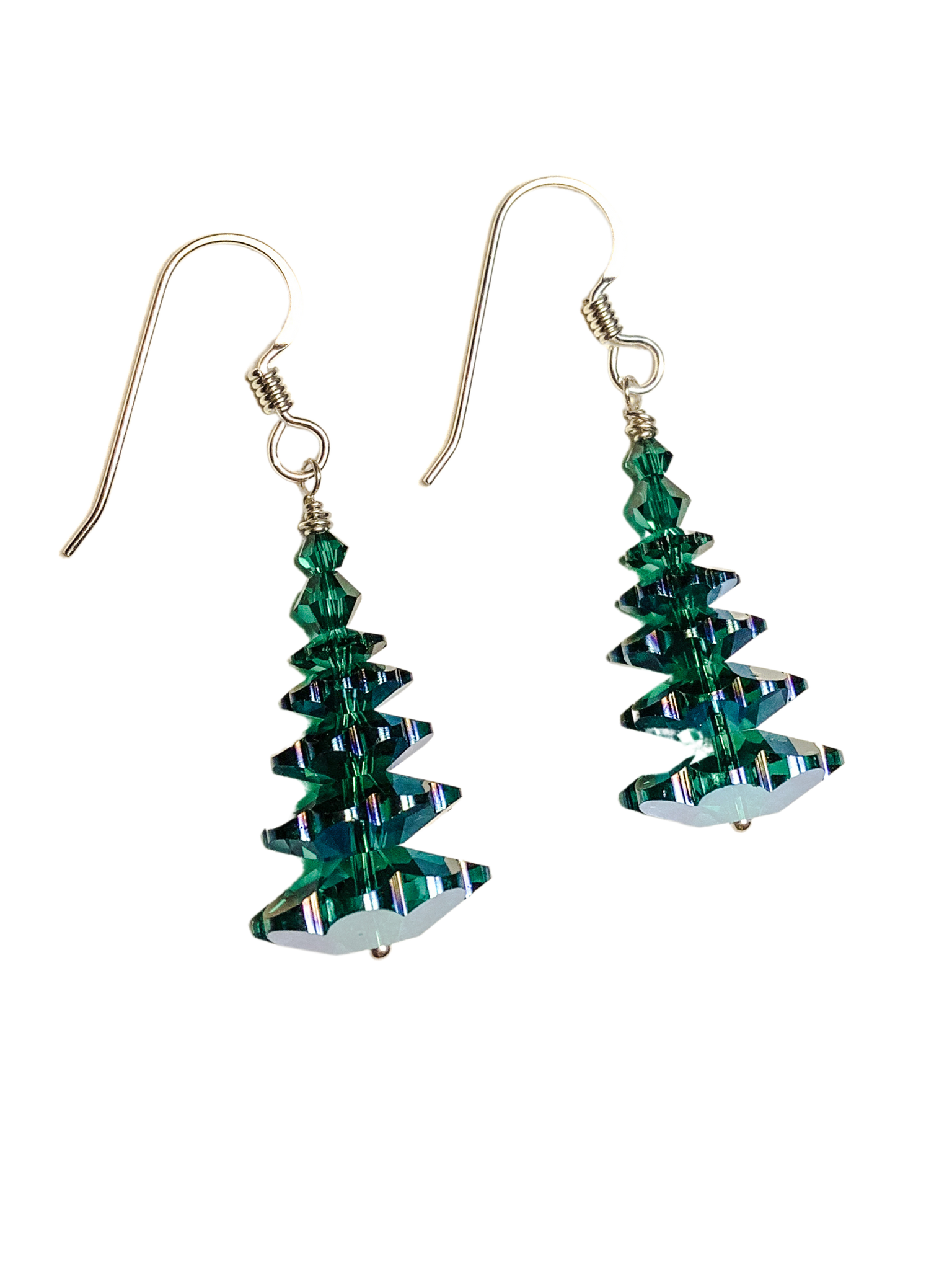 Crystal christmas 2025 tree earrings