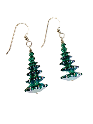 Crystal Passions, Swarovski and Czech Crystal Tree Earrings Green